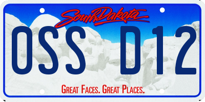 SD license plate 0SSD12