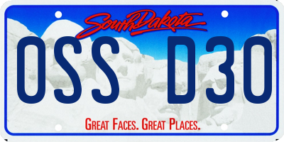 SD license plate 0SSD30