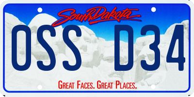 SD license plate 0SSD34