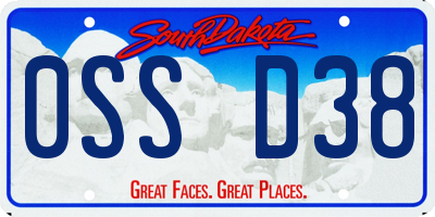 SD license plate 0SSD38