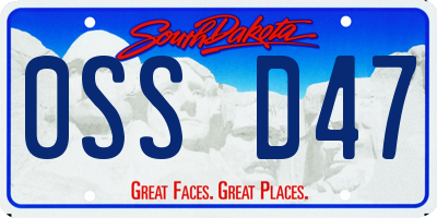 SD license plate 0SSD47