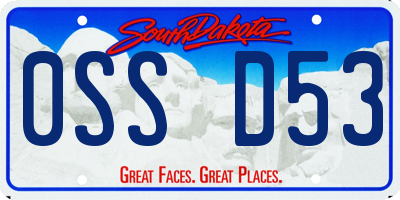 SD license plate 0SSD53