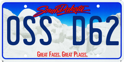 SD license plate 0SSD62