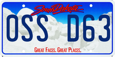 SD license plate 0SSD63