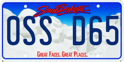SD license plate 0SSD65