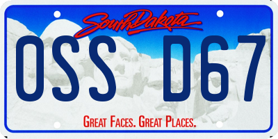 SD license plate 0SSD67