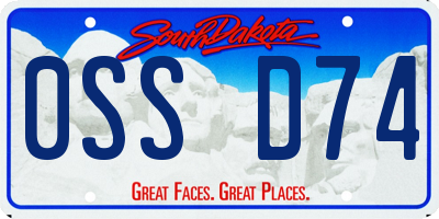 SD license plate 0SSD74