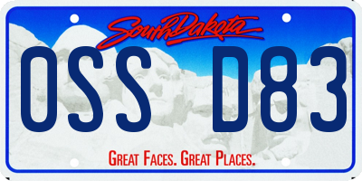 SD license plate 0SSD83