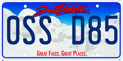 SD license plate 0SSD85