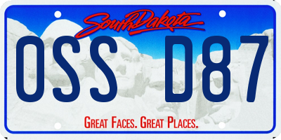 SD license plate 0SSD87