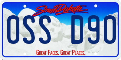 SD license plate 0SSD90