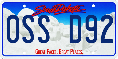 SD license plate 0SSD92