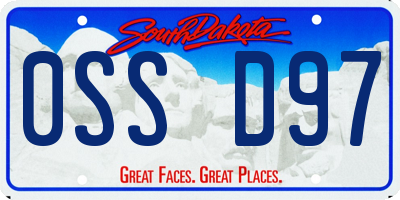 SD license plate 0SSD97
