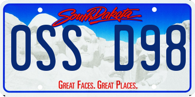 SD license plate 0SSD98