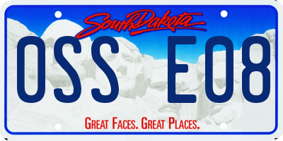 SD license plate 0SSE08