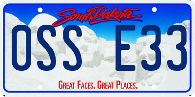 SD license plate 0SSE33