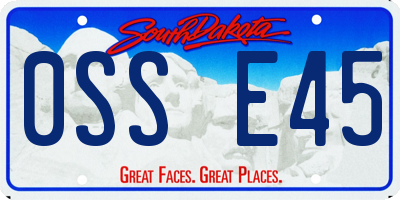 SD license plate 0SSE45