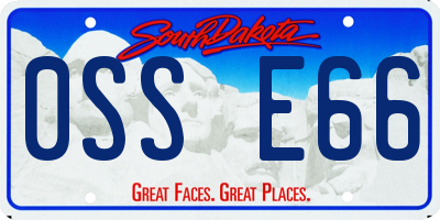 SD license plate 0SSE66