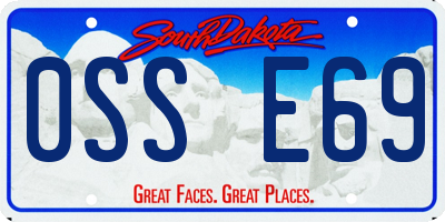 SD license plate 0SSE69