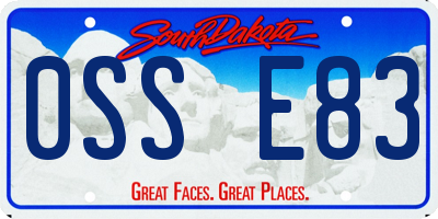 SD license plate 0SSE83