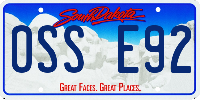 SD license plate 0SSE92