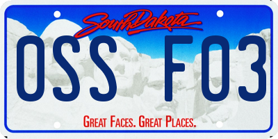 SD license plate 0SSF03
