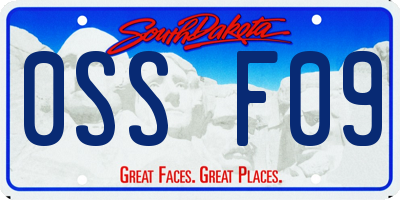 SD license plate 0SSF09
