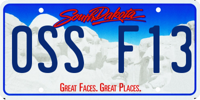 SD license plate 0SSF13