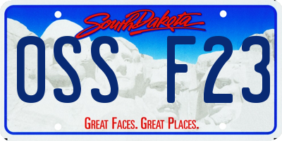 SD license plate 0SSF23
