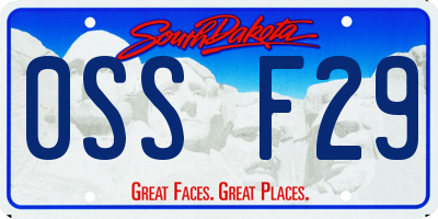 SD license plate 0SSF29