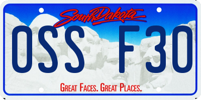 SD license plate 0SSF30