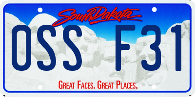 SD license plate 0SSF31