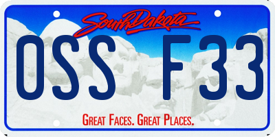 SD license plate 0SSF33