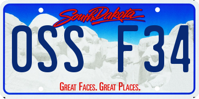 SD license plate 0SSF34