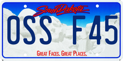 SD license plate 0SSF45