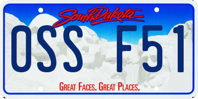 SD license plate 0SSF51