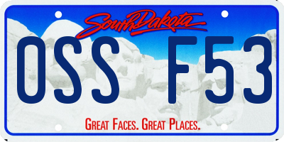 SD license plate 0SSF53