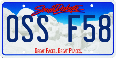 SD license plate 0SSF58