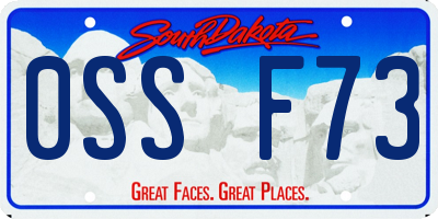 SD license plate 0SSF73
