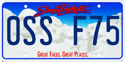 SD license plate 0SSF75