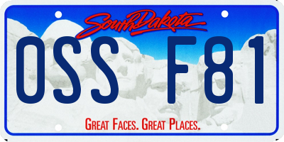 SD license plate 0SSF81