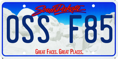 SD license plate 0SSF85