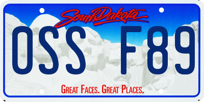 SD license plate 0SSF89