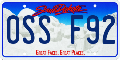 SD license plate 0SSF92