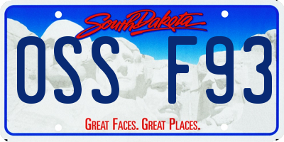 SD license plate 0SSF93
