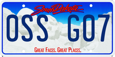 SD license plate 0SSG07