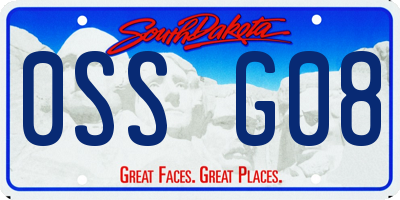 SD license plate 0SSG08