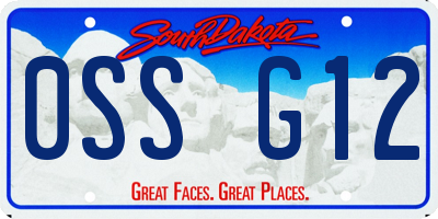SD license plate 0SSG12