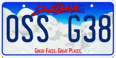 SD license plate 0SSG38