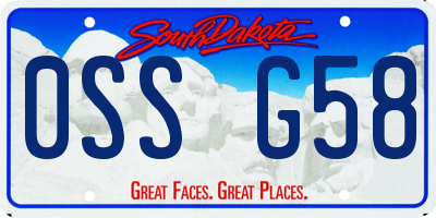 SD license plate 0SSG58